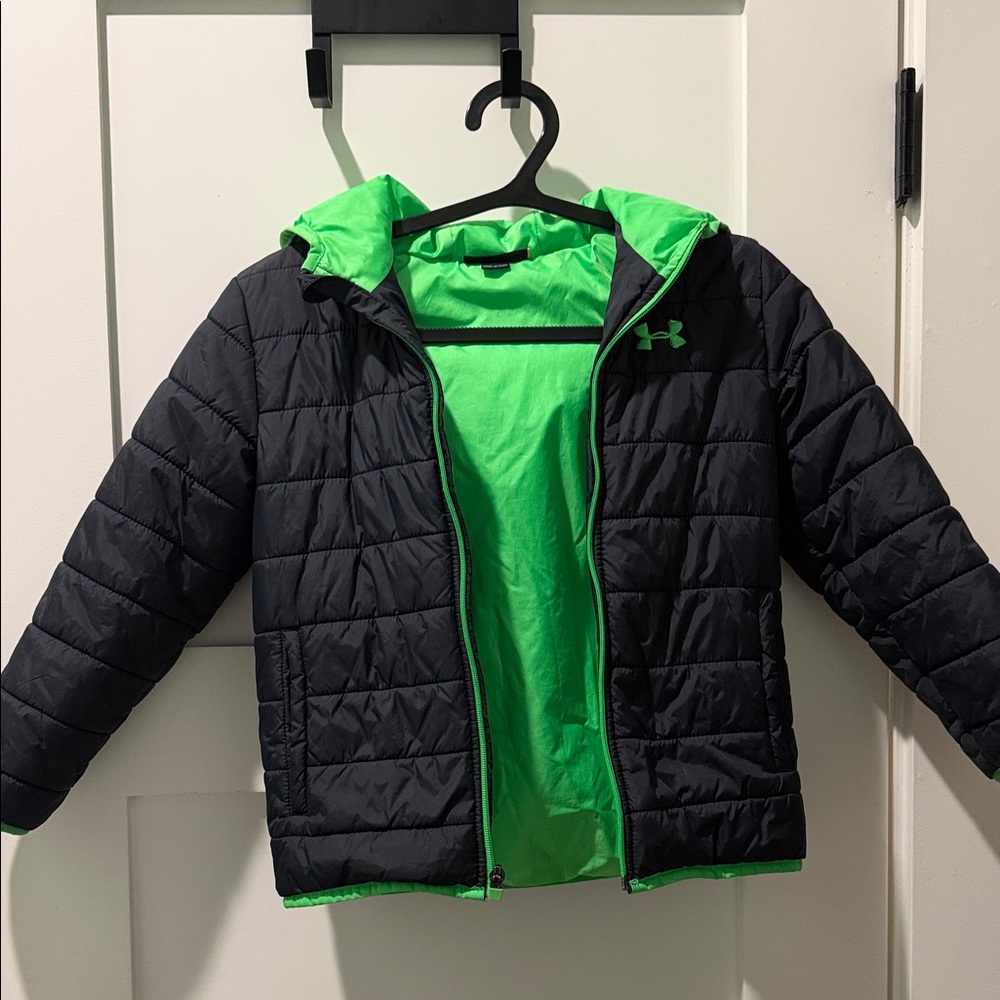 Under Armour Kids Puffer Jacket - Black & Neon Green